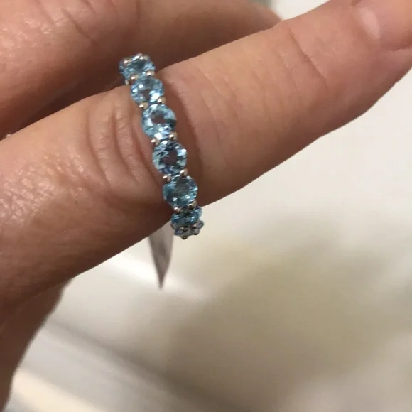 Sterling Silver Blue Topaz Eternity Band - Picture 3 of 6